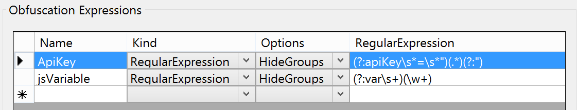 Obfuscation configuration